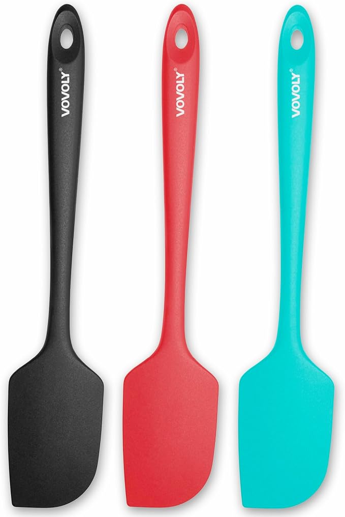 3 Pack Large Silicone Spatula for Kitchen, 600°F Heat resistant Rubber Spatulas by VOVOLY