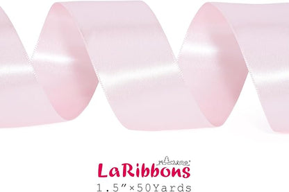 LaRibbons 1 1/2 Inch 50 Yard Double Faced Satin Ribbon, Light Pink Satin Craft - Image 8