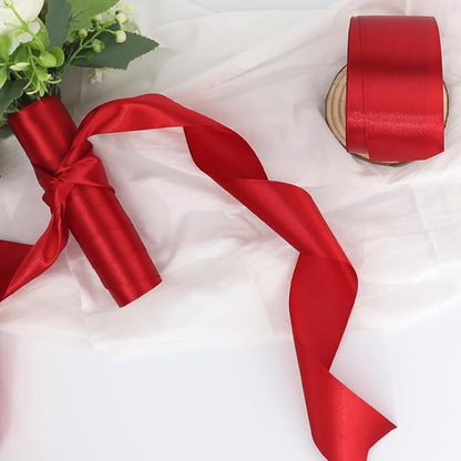 Deep red Solid Satin Ribbon 2 Inch 25 Yards Solid Polyester Fabric Ribbon - Image 4