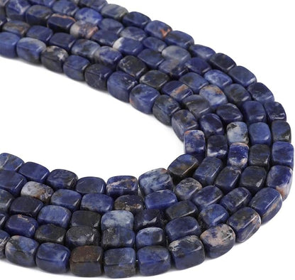 Natural Blue Sodalite Cuboid Stone Loose Semi Gemstone Beads - Image 6