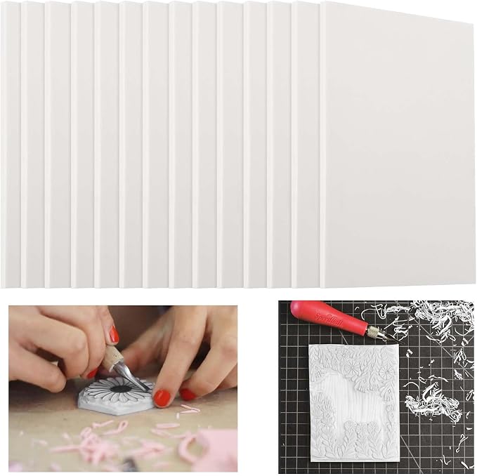 ZOENHOU 20 Pcs 4" x 6" White Rubber Carving Blocks, Soft Rubber Crafts Rubber - Image 5
