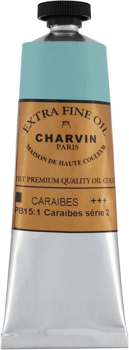 Charvin Extra Fine Oil Paint, Caribbean Blue 60 mL - Image 2