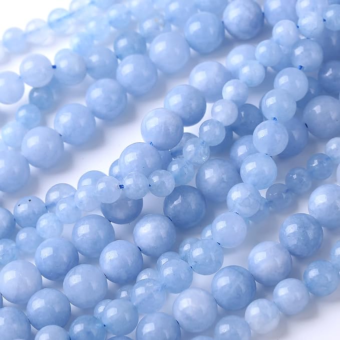 90PCS 4MM Natural Aquamarine Jade Chalcedony Round Loose Stone Beads - Image 4