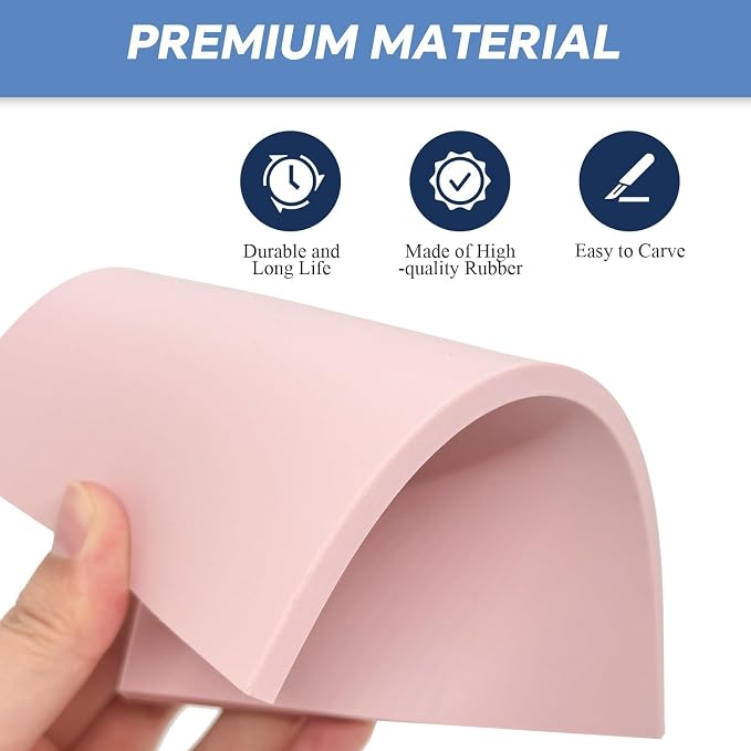 10 Pack 4"x6" Pale Pink Rubber Stamp Carving Blocks Pink Rubber Carving Blocks - Image 3