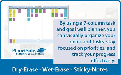 Sky Blue 7-Column Task, Goals & Objective Wall Horizontal Organizer 32" x 48". - Image 4