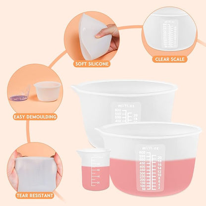 Silicone Measuring Cups Tool Kit, Non-Stick Large Bowls - Image 4