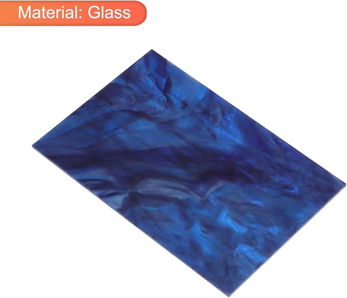 MECCANIXITY 2 Pcs Stained Glass Sheet Mosaic Tile 7.9 Inch x 5.9 Inch Dark Blue - Image 3
