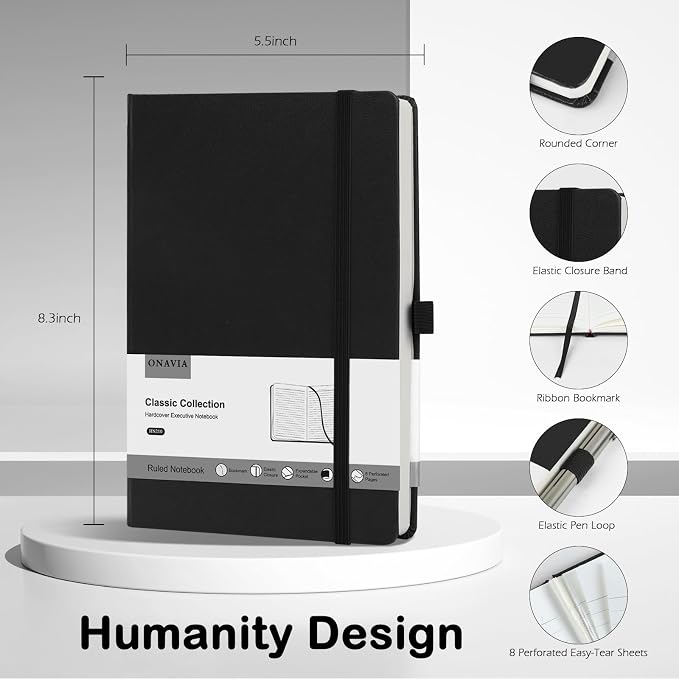 Lined Journal Notebooks for Work, A5 Size 100 GSM Thick Paper, Classic Ruled - Image 2