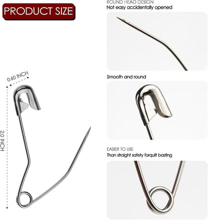 100 Pack Curved Safety Pins for Quilting Basting Pins 54mm/2inch Quilting - Image 2