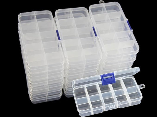 20 packs Plastic Organizer Box 10 Grids Clear Storage Container Jewelry Case by JESEP+YONG