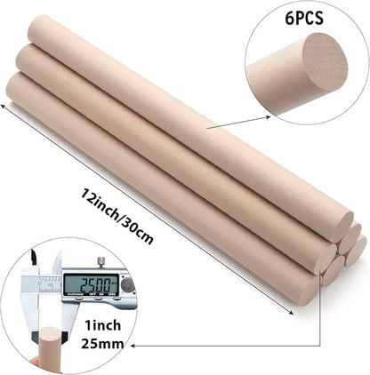 Wooden Dowel Rods Wood Dowels for Crafts, Thick Macrame Dowels, Unfinished Hard - Image 2