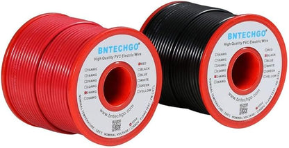 BNTECHGO 24 Gauge PVC 1007 Solid Electric Wire Red and Black Each 100 ft 24 AWG by BNTECHGO