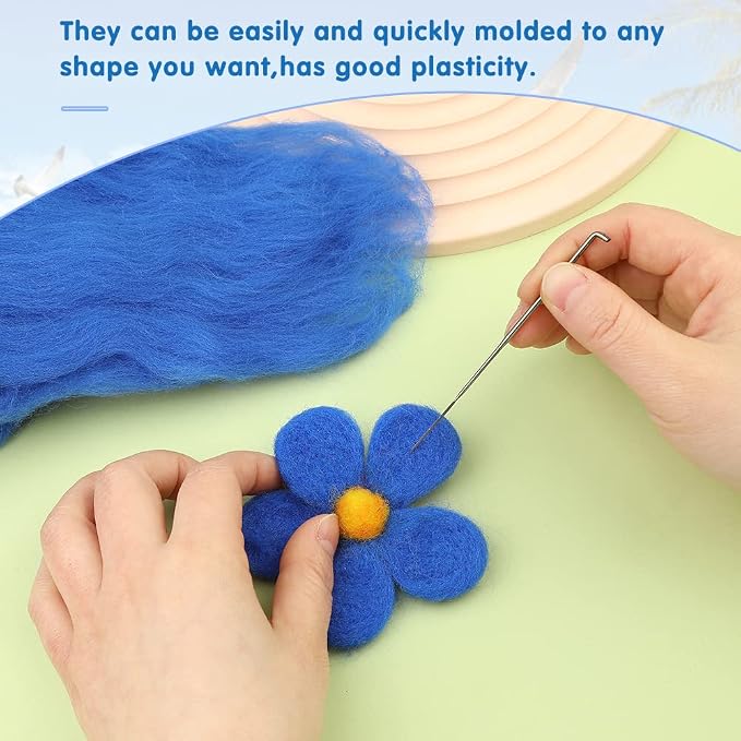 Wonvoc Needle Felting Wool 80 g, 8 Colors Nature Wool Roving, Felting Wool Bulk - Image 5