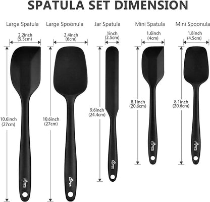 HOTEC 600℉ Heat Resistant BPA-Free Silicone Rubber Spatula Set, Kitchen Cooking - Image 7