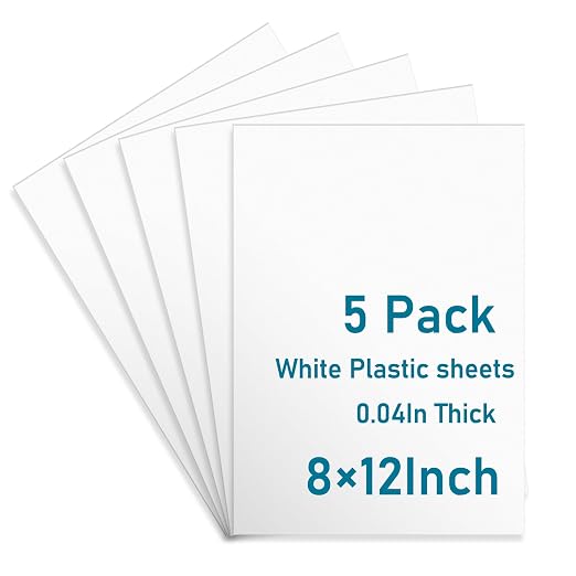 5 Pack White Plastic Sheets 8x12x0.04in Flexible High Tensile Plastic Sheets by Polvtor