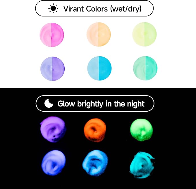 HIMI Glow in The Dark Jelly Gouache Paint Set, 6 Colors 23ml, Jelly Cup Design - Image 5