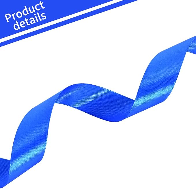 TONIFUL 1 Inch x 100yds Royal Blue Satin Ribbon, Thin Solid Color Satin Ribbon - Image 3