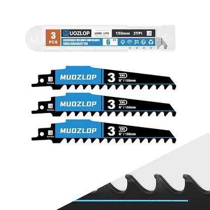 3 Pack 6 inch Reciprocating Saw Blades Set， 3 TPI High Carbon Saw Blades by Unknown
