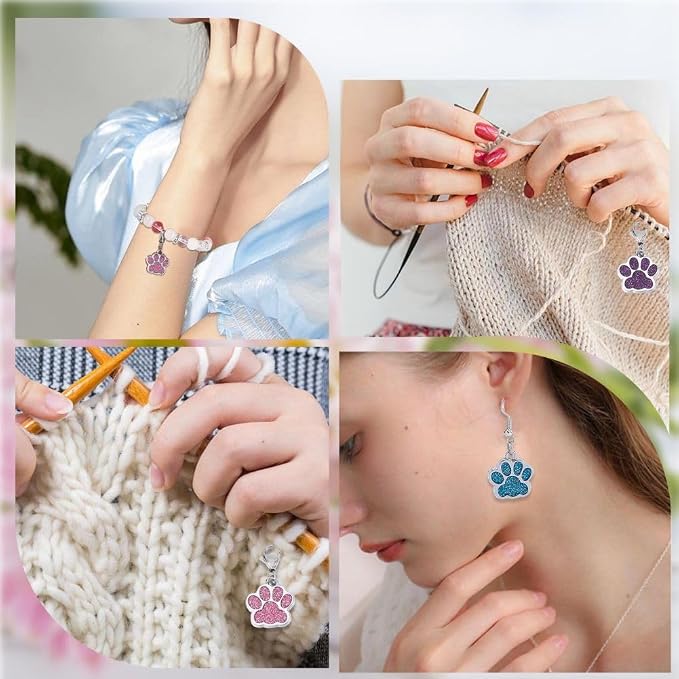 SUNNYCLUE 1 Box 16Pcs Knitting Stitch Markers Cute Pet Paw Dog Cat Paws Enamel - Image 5