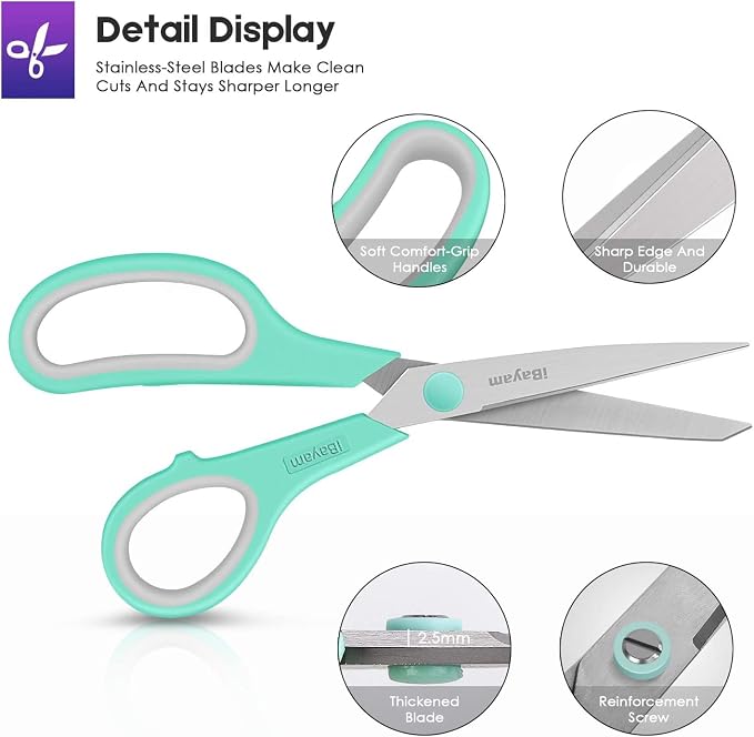 8 '' Multipurpose Heavy Duty Scissors Bulk 24-Pack, 2.5mm Thickness Ultra Sharp - Image 3