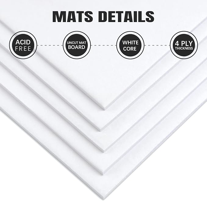 AUEAR, 10 Pack 16x20 Uncut Matte Boards White Photo Mat Board Great - Image 3