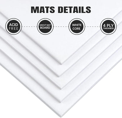 AUEAR, 10 Pack 16x20 Uncut Matte Boards White Photo Mat Board Great - Image 3