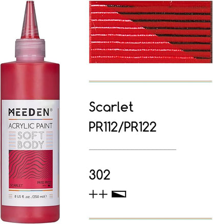 MEEDEN Soft Body Acrylic Paint: Scarlet Red Matte Finish - 250ml/8.45oz Bulk - Image 2