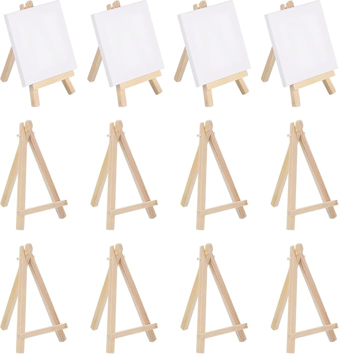 MECCANIXITY Mini Wood Display Easels, 6.3"x3.5"A-Frame Painting Tabletop Easels by MECCANIXITY