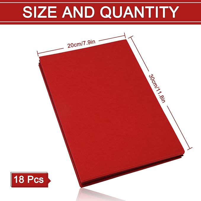 Whaline 18Pcs Felt Fabric Sheets Soft Thick Assorted Red Craft Felt Pack - Image 2