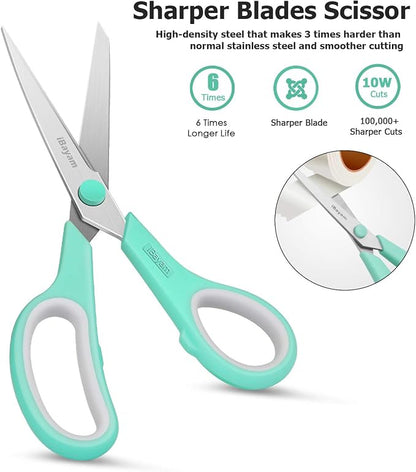 Scissors, iBayam 8" All Purpose Scissors Bulk 3-Pack, Ultra Sharp 2.5mm Thick - Image 4