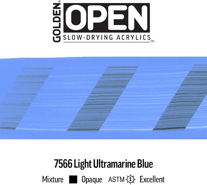 OPEN Slow-Drying Acrylics by GOLDEN, Light Ultramarine Blue, 2 fl oz. tube - Image 6