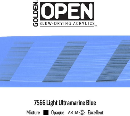 OPEN Slow-Drying Acrylics by GOLDEN, Light Ultramarine Blue, 2 fl oz. tube - Image 6