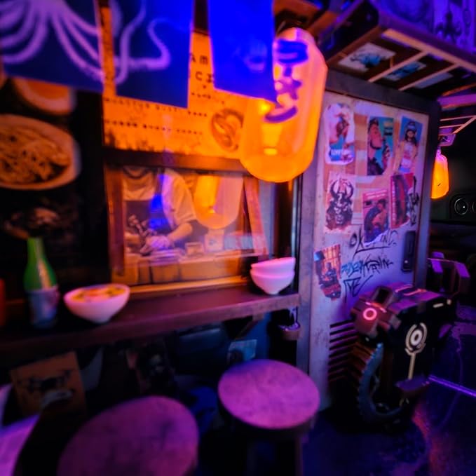 Neo Ramen MiniAlley DIY Cyberpunk Book Nook Kit – Wooden Diorama - Image 5