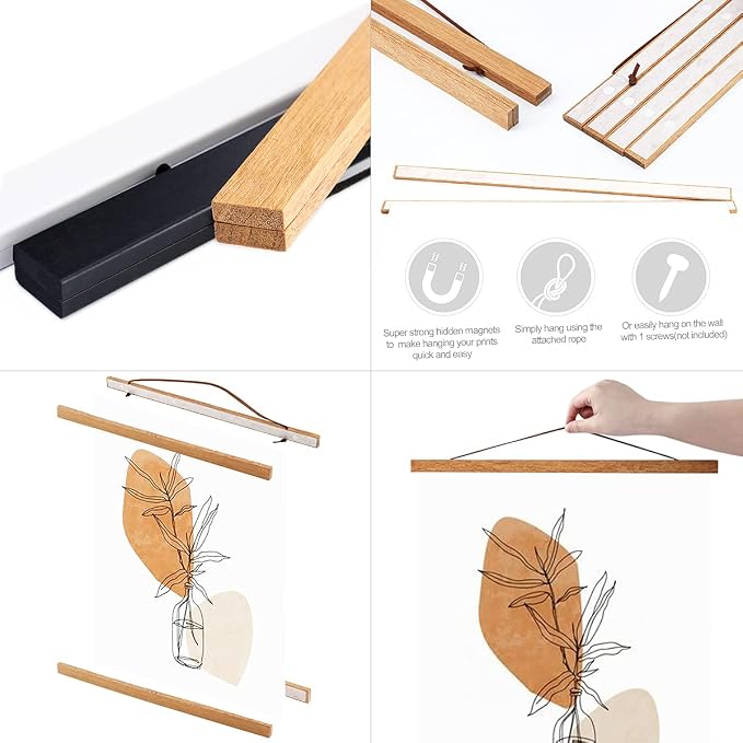 Ywlake Magnetic Poster Hanger, 10x10 10x32 10x20 Poster Frame Wood Wooden - Image 2