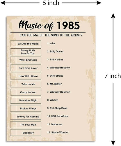 QUPT 40th Birthday Party Games, Music of 1985 Games, Birthday Party Supplies - Image 2