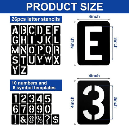 42 Pcs 3 Inch Alphabet Letter Stencils Symbol Numbers Stencils, Reusable - Image 3