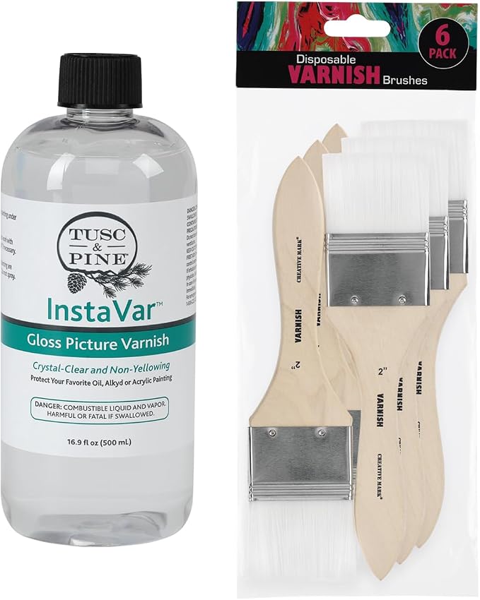 Jerry's Artarama InstaVar™ Gloss Picture Varnish & Varnish Brush Sets by Jerry%27s+Artarama