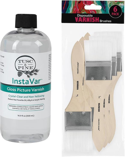 Jerry's Artarama InstaVar™ Gloss Picture Varnish & Varnish Brush Sets by Jerry%27s+Artarama