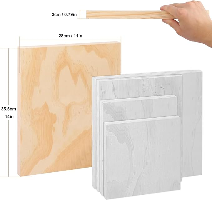6 Pack 11 x 14 Inch Unfinished Wood Panels, Wooden Panel Boards - Image 2