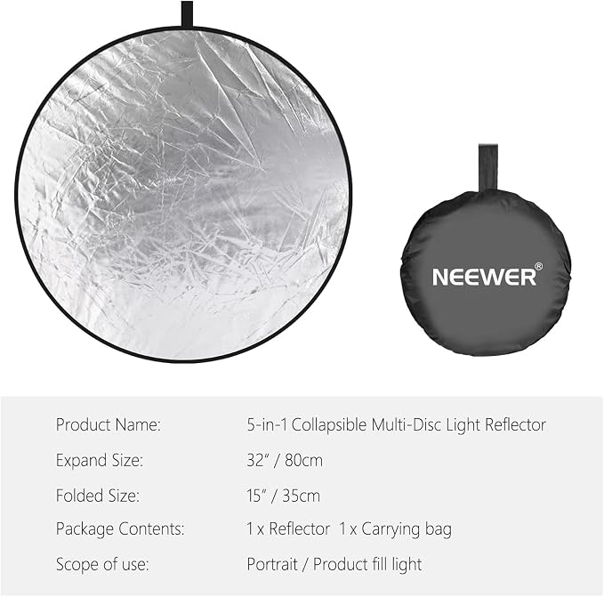 NEEWER 32-Inch 80CM Portable 5 in 1 Translucent, and Black Collapsible Round - Image 8