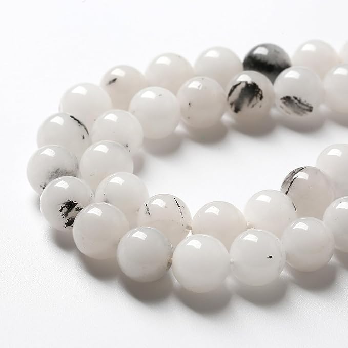 45pcs 8mm Natural Black Rutilated Quartz Crystal Jade Stone Beads - Image 4