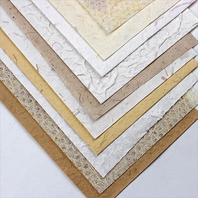 Textured Handmade Paper Sheets for Crafts, A5 Thick Rough Mulberry Recycled - Image 2