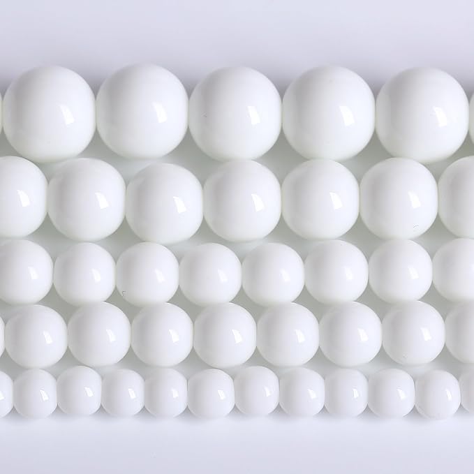 4MM Natural Stone White Porcelain Agate Beads Round Loose Stone Beads by Unknown