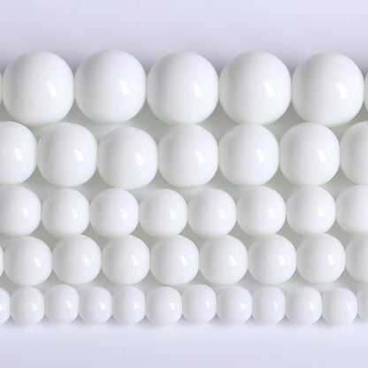 4MM Natural Stone White Porcelain Agate Beads Round Loose Stone Beads by Unknown
