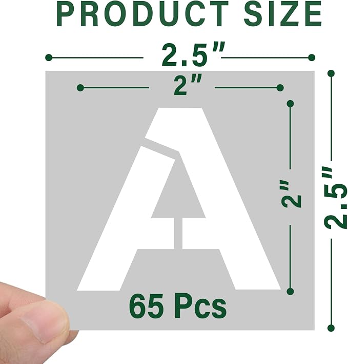 WISYOK 2 Inch 65 Pcs Letter Stencils and Numbers, Reusable Plastic Alphabet Art - Image 2