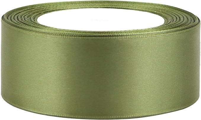 Olive Green Solid Satin Ribbon 1-1/2 Inch 25 Yards Solid Polyester Fabric Ribbon - Image 3