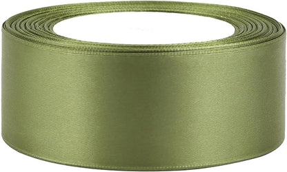 Olive Green Solid Satin Ribbon 1-1/2 Inch 25 Yards Solid Polyester Fabric Ribbon - Image 3