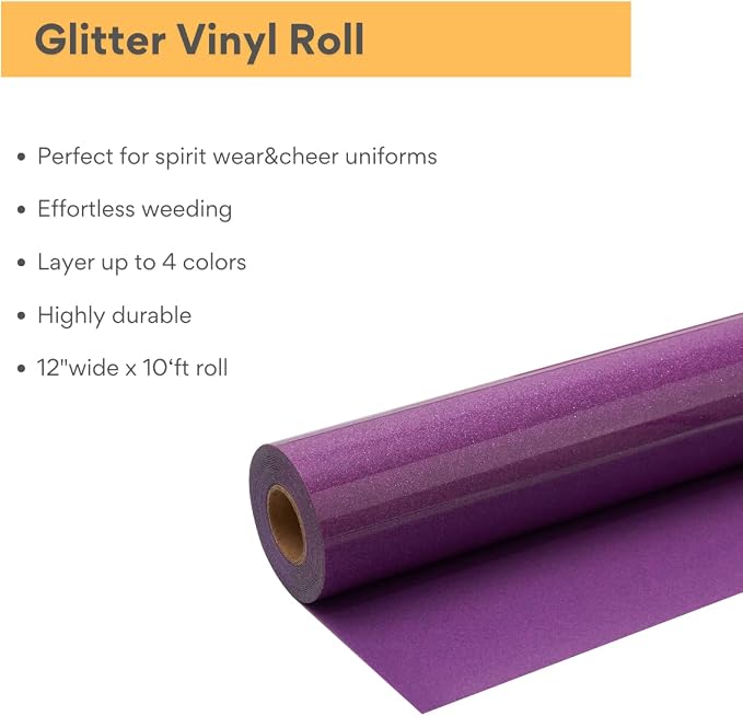 Purple Glitter HTV Roll -12" x10ft Iron on Heat Transfer Vinyl - Image 2