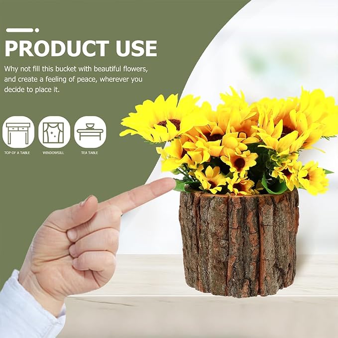 ARTIBETTER Bark Planter Pot 2pcs Wood Bark Pot Natural Log Succulent Planter - Image 8