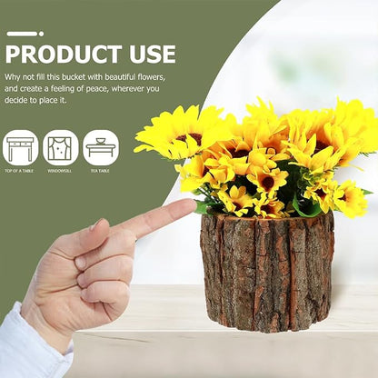 ARTIBETTER Bark Planter Pot 2pcs Wood Bark Pot Natural Log Succulent Planter - Image 8